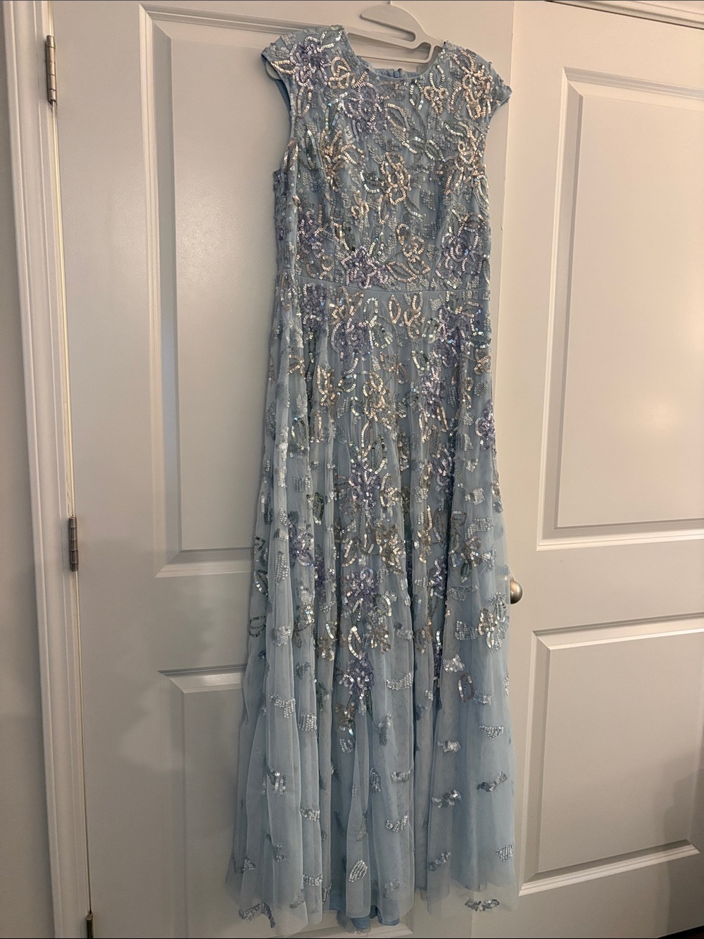 Mac Duggal Powder Blue Sequin Cocktail Dress